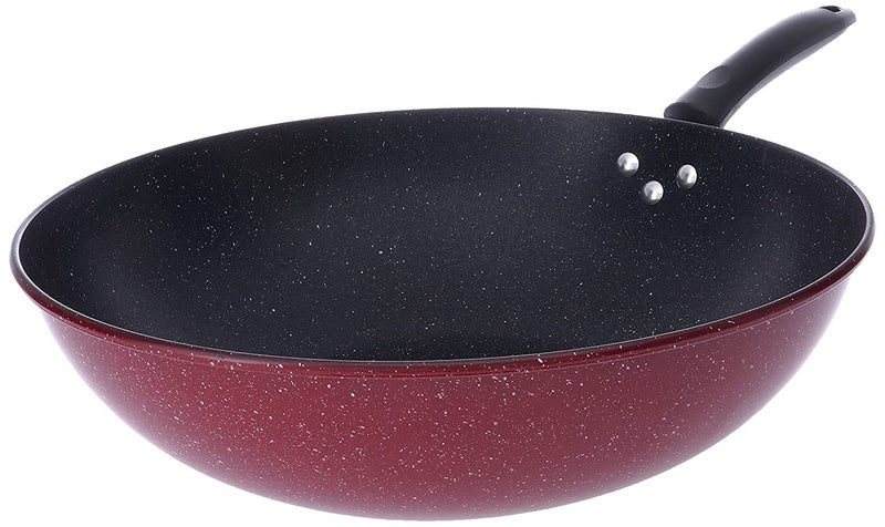 Bister Non-Stick Granite Wok Pan Backlite Handle Size : 36cm Black & Red - Image 1